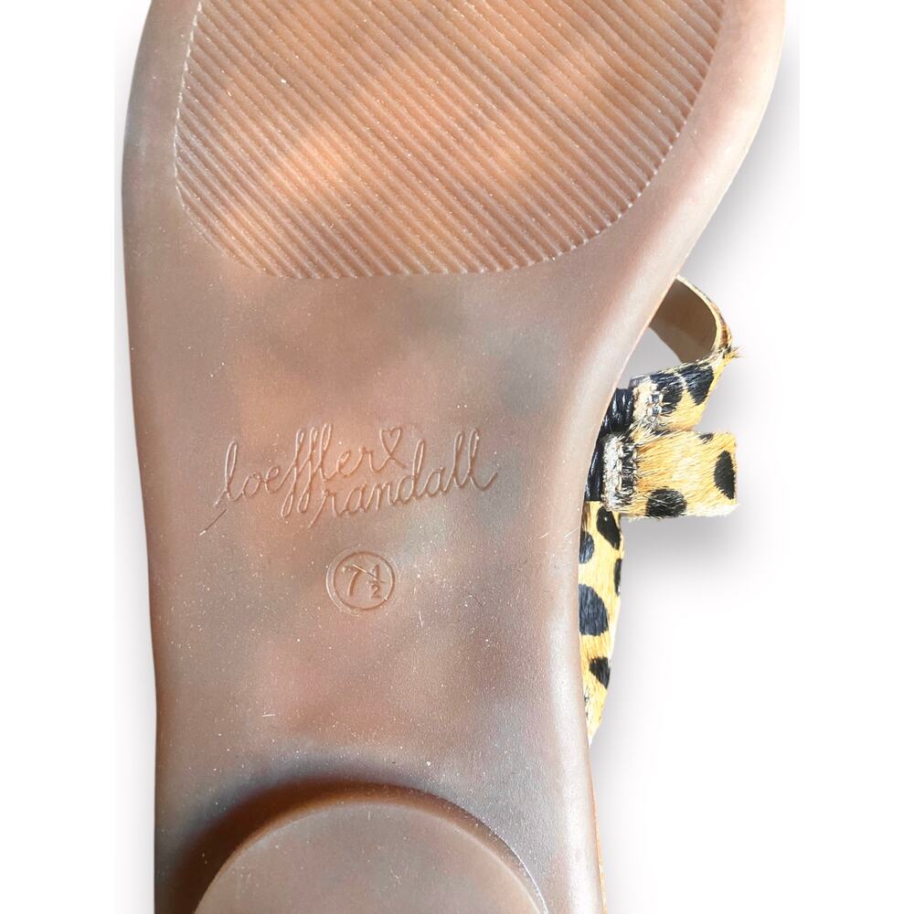 New Loeffler Randall Calf Hair Flat Sandal Fit Sz 6.5 Cheetah Straps Toe Ring - Picture 6 of 11